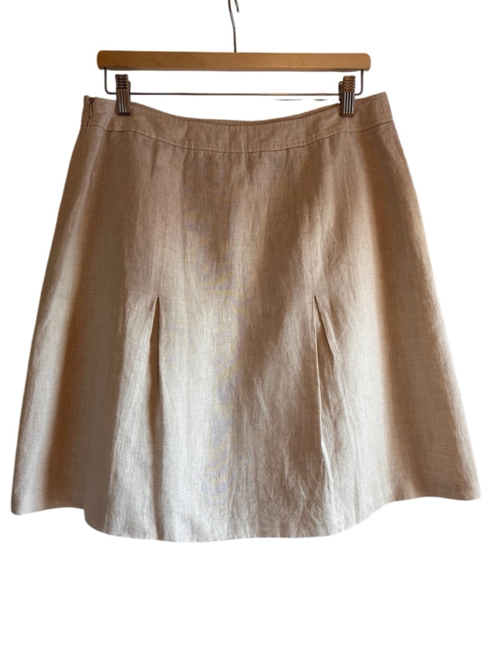Brooks Brothers linen pleated a-line skirt in tan size 12 excellent condition - Picture 7 of 12